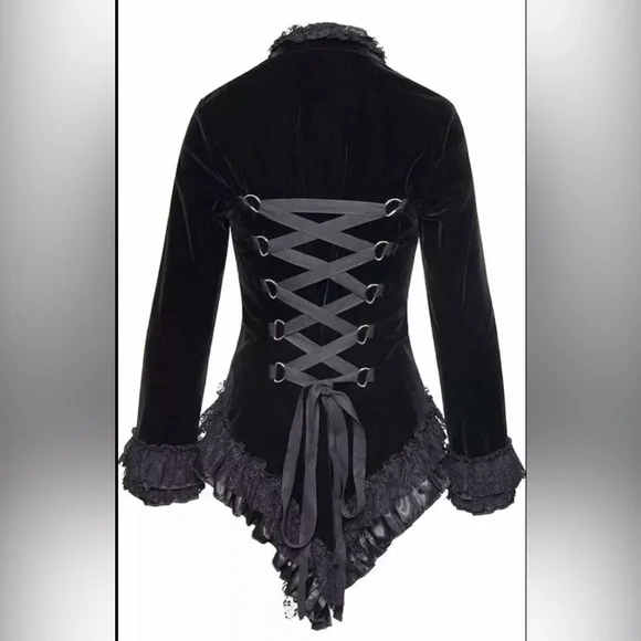 Rumies Black Velvet Corset Lace-up Style Jacket Size 10